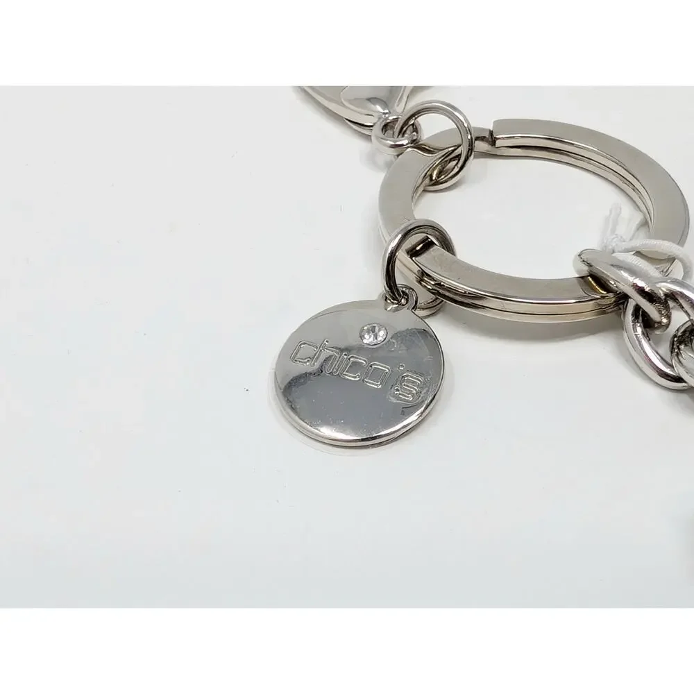 Chico's Heart Shaped Key Chain Rhinestone Fob 30 Years Unforgettable Bling New